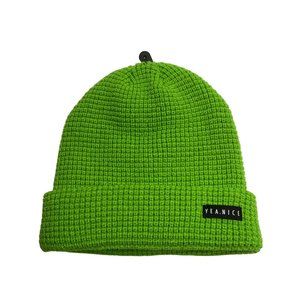 Yea.Nice Beanie Soft Acrylic Green Folded Waffle Weave Beanie Hat Cap